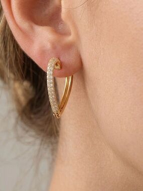 Heart Earrings | 14K Gold Plated Cubic Zirconia  Hypoallergenic Jewelry
